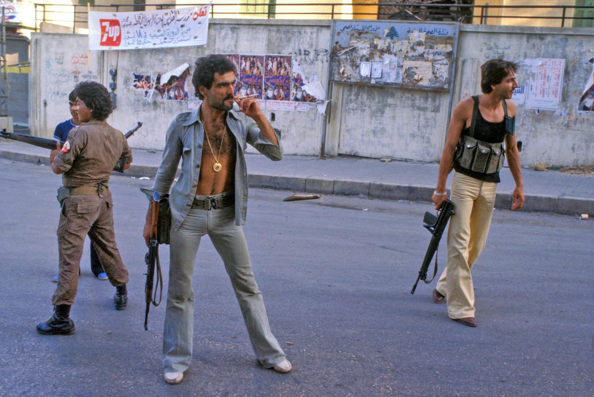 Milice chrétienne dans les rues de Beyrouth, 1978