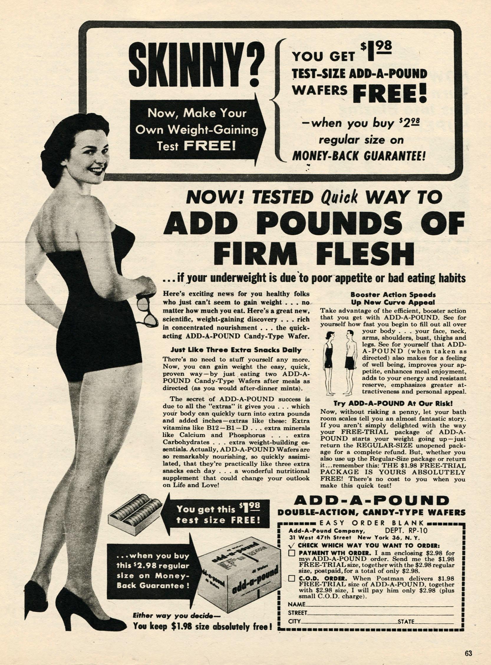 “Ne les Laissez pas Vous Appeler Maigre!” – Vintage Gain de Poids de la Publicité pour les Femmes