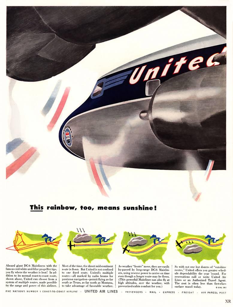 “Voler le Ciel Friendly” – United Airlines Annonces 1934-1970