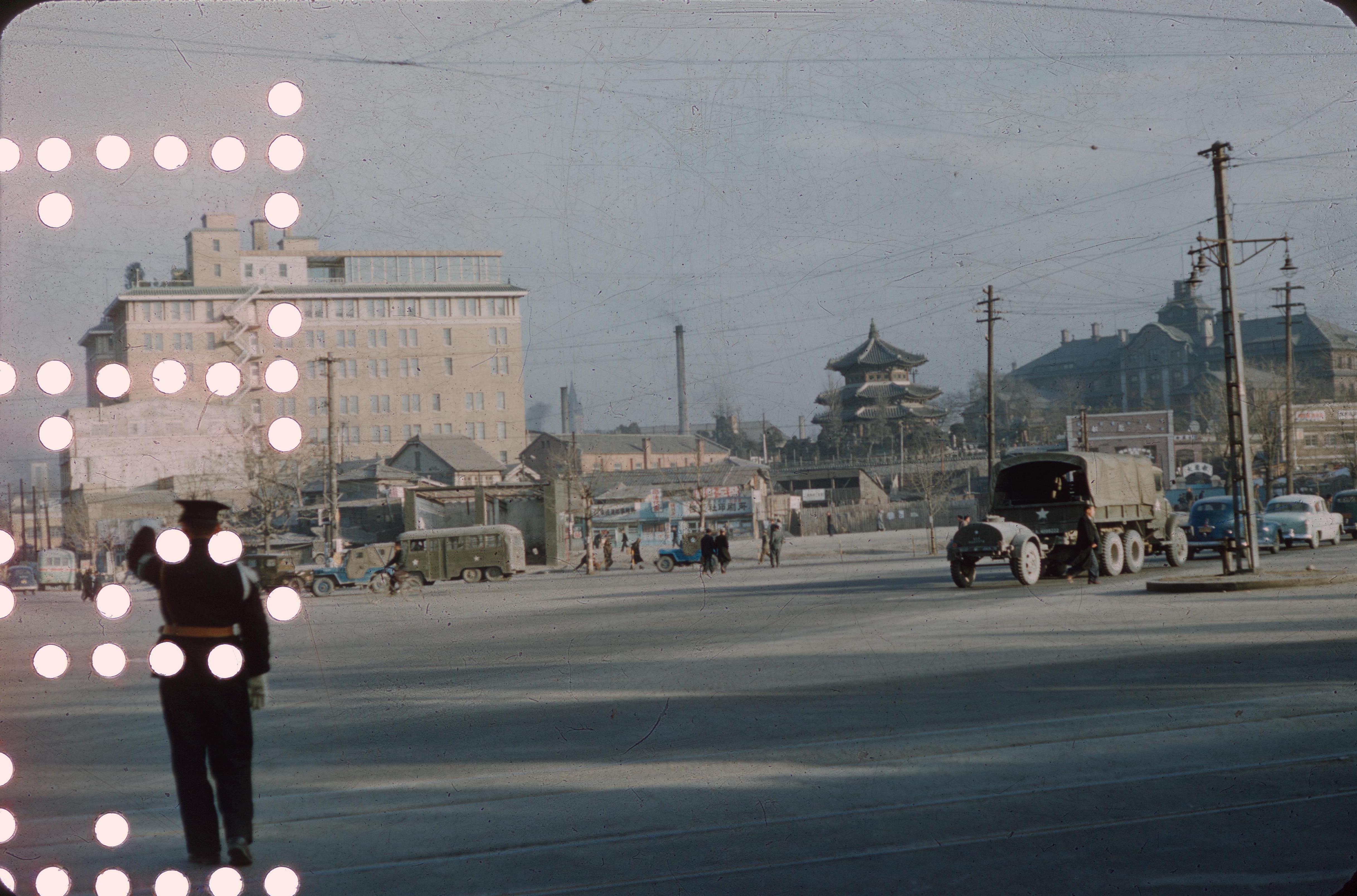 Un Soldat de Diapositives Couleur de la Corée et du Japon en 1954