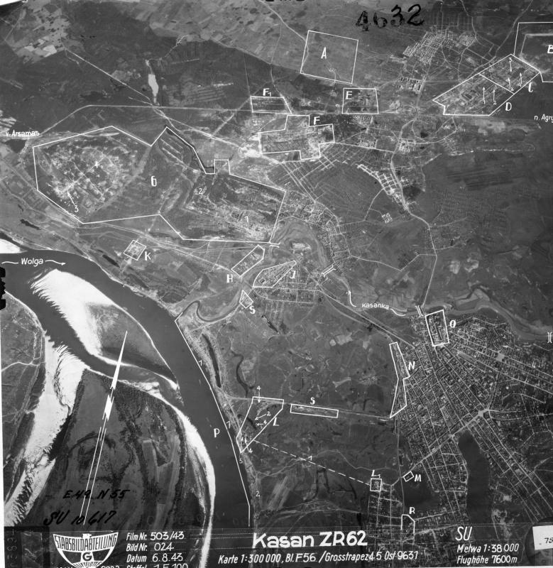 Allemande de la photographie aérienne de la ville de Kazan en 1943