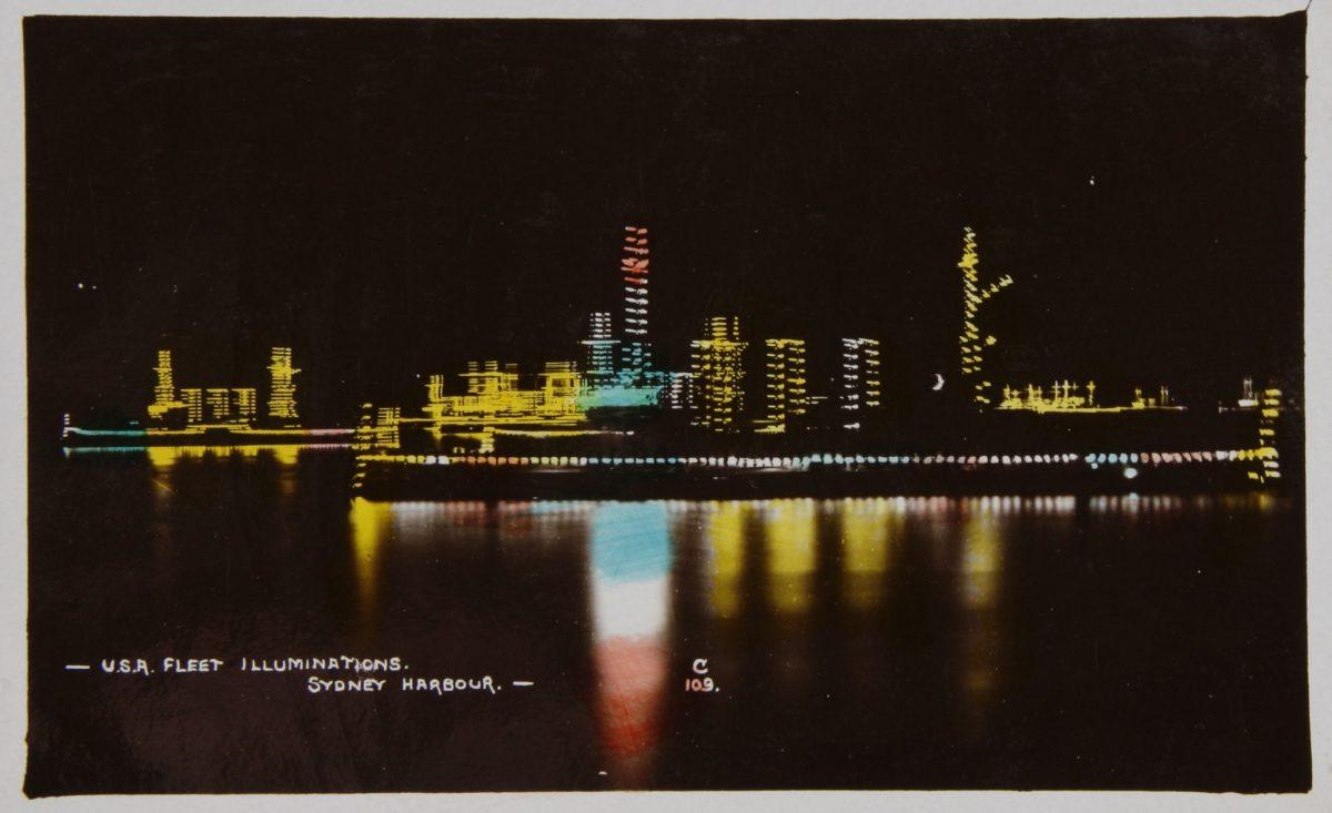 Sydney Illuminations (1908 -1925) – l'Australie se Félicite de la États-unis de Grand Blanc Flotte dans l'éclat des Lumières