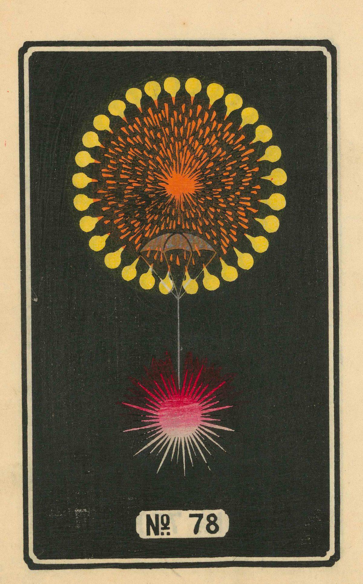 Superbes illustrations de feux d'artifice japonais de la fin des années 1800