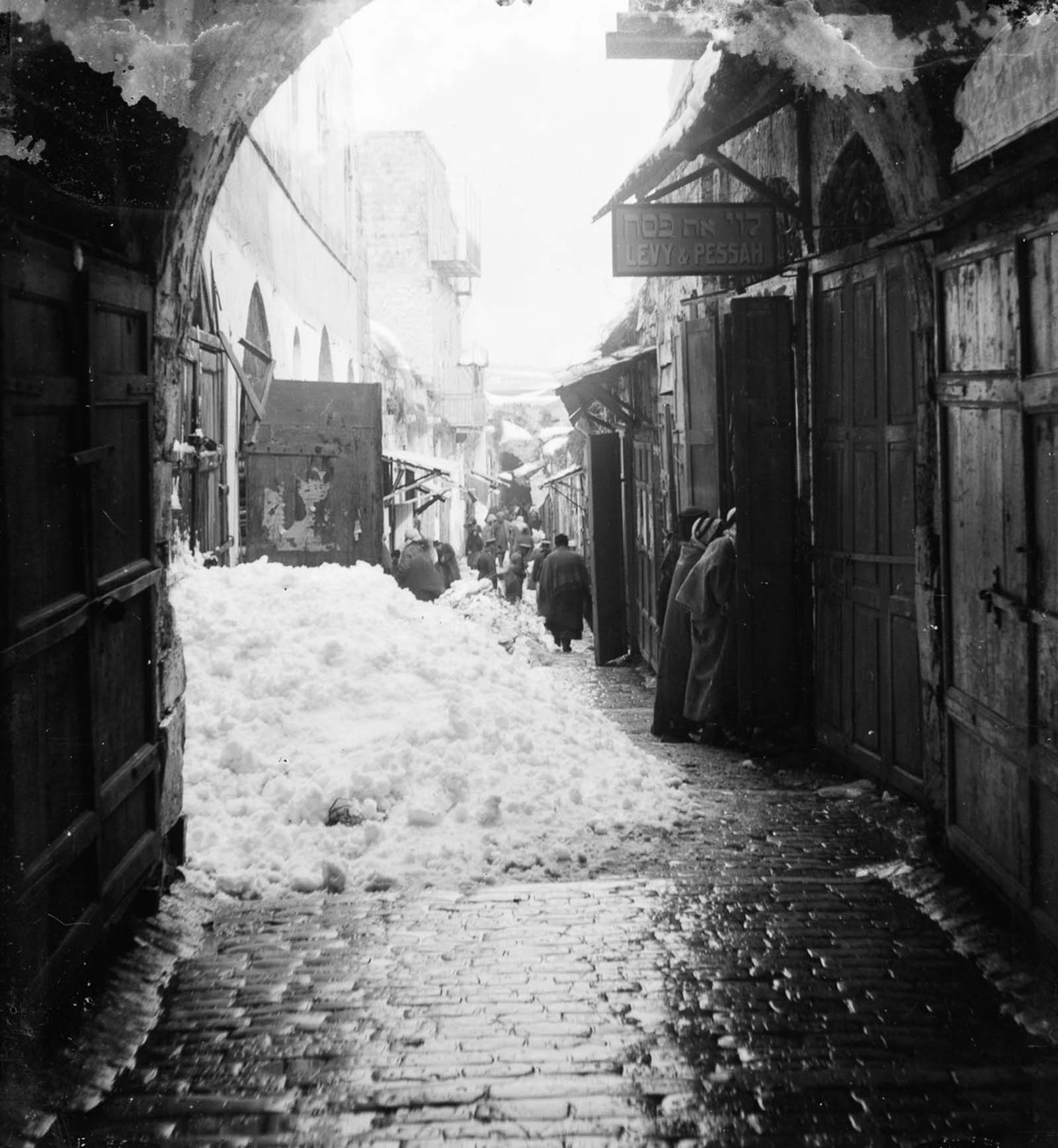 Jérusalem dans une rare neige abondante, 1921